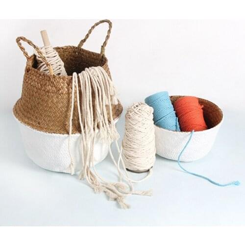 Seaweed Weaving Flower Basket Straw Flower Pot Handmade Basket Weaving Basket Home Decoration Storage Basket Hanging Planter