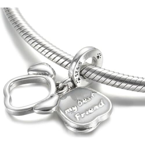 Authentic S925 Silver Pendant Charm for Women Bracelet Bangle DIY Jewelry My Pet Dog Dangle Bead