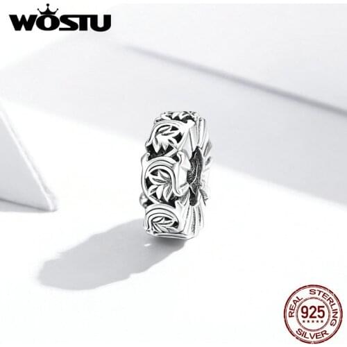 Wostu Genuine 925 Sterling Silver Vintage Vines Charm for Original Luxury Brand Female Oxidized silver Jewelry SCC1601