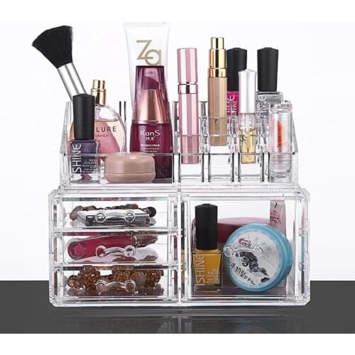 Transparent Makeup Organizer Box Display Lipsticks Jewelry Storage Holder Multi-Layer Cosmetic Organizer Drawer Container Boxes