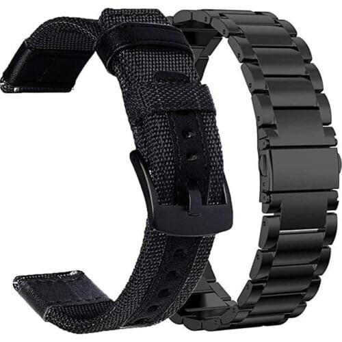 Nylon Sports Strap Metal Band For Samsung Galaxy Watch 3 41mm 45mm Active 2 40mm 44mm Gear S3 Bands 22mm 20mm For Amazfit GTR