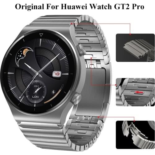 Original Titanium Grey Strap for Huawei Watch GT2 Pro 22mm Stainless Steel Correa Metal Watch Band for GT2 46mm GT2e Wrist Band