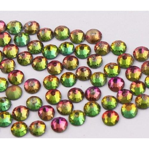 SS3-SS34 Shiny Rainbow Crystal Glass Rhineston Round Resin Non Hotfix Flatback Rhinestones For Nail Art Decoration Manicure