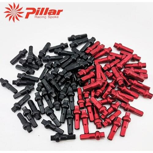 PILLAR dsn bicycle nipple aluminum or bronze alloy pillar double square black14gx16MM rim for road or mtb 50 64 or 72 PCS