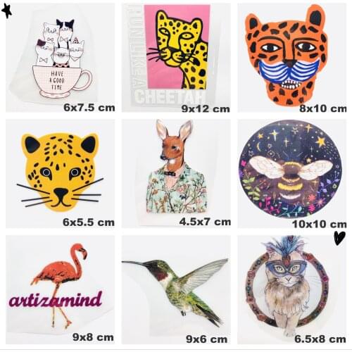 Iron on Patches Cute Cartoon Animal Flower Birds Transfer for T-Shirt shoese Gift DIY patch hot stamping pattern Heat Transfer A