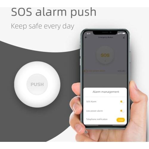 Tuya Wireless Emergency Button Alarm Horn 95dB SOS Emergency Call Button One-key alarmFor Home Security Burglar Alarm System