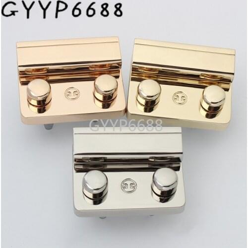 20sets 45*31mm square shape 3 colors polished push lock for lady fashion handbag bag reset lock purse fasteners