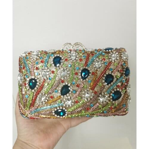 XIYUAN Multicolored Women Crystal Evening Bags Clutch Bag For Wedding Party Cocktail Rhinestone Handbags Purses Handbag Wallet