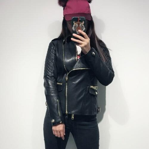 Ladies real leather jacket women genuine leather jacket