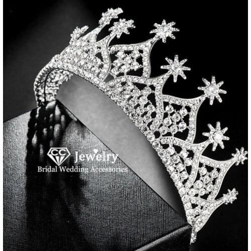 CC Women Crowns Wedding Hair Accessories Bridal Engagement Jewelry Large Crown Trendy Headband Tiaras and Crowns Party Gift HS50