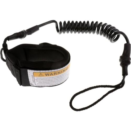 MagiDeal Flexible 1Pc Surfboard Longboard Leash 5' Coiled Stand-Up Paddle Board Leash for Surfing Surf Acce Black