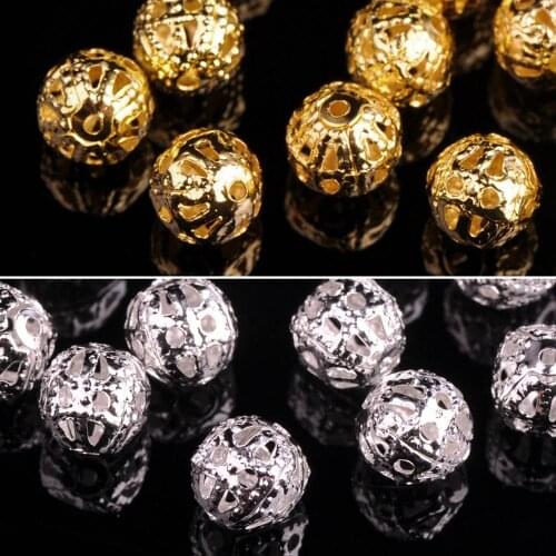 100pcs 6mm Round Hollow Brass Metal Loose Spacer Beads lot for Jewelry Making DIY Crafts