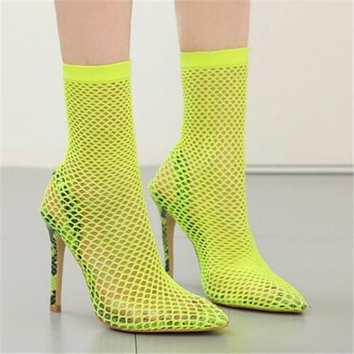 2020 Top seller - Women sandals Pointed Toe Mesh 12CM Thin High heels Slip On sandalias mujer 2020 women shoes size 35-42 black