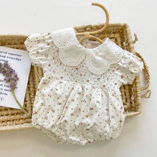 2021 Newborn Baby Girl Birth Summer Print Short Korean Japanese Style Romper Clothes from 0 Crawlers For Kids Baby Bodysuit