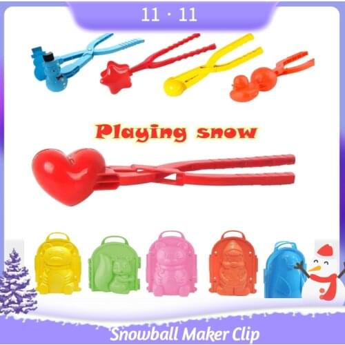 8cm Heart Snowball Maker Winter Plastic Snowball Maker Clip Kids Outdoor Sand Snow Ball Mold Toys Fight Clip Toy play snow tool