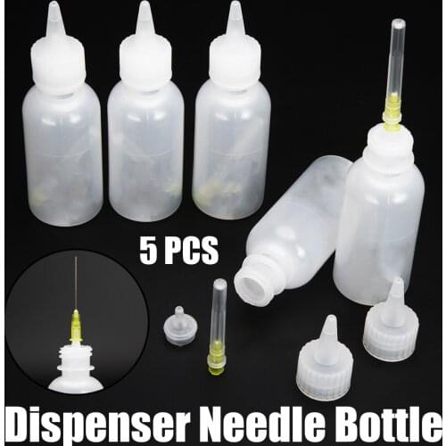 5pcs New 50ML Solder Flux Alcohol Bottle Empty E-liquid Plastic Rosin Flux Alcohol Bottle For Rosin Paste Stainless Steel Needle