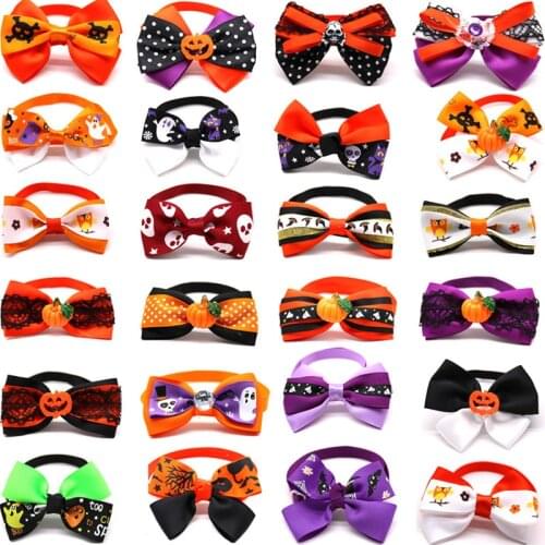 50 Pc Mix Halloween Style Pet Dog Grooming Accessories For Small Meidum Dog Bow Tie Necktie Adjustable Pet Dog Bows