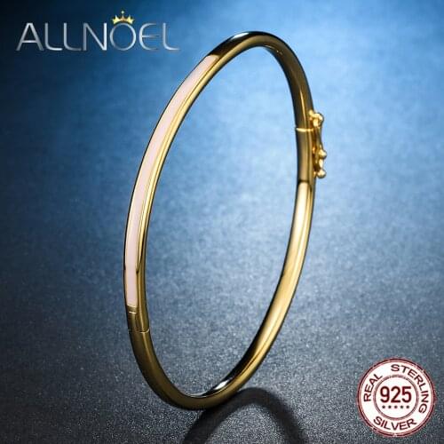 ALLNOEL Silver 925 Jewelry Enamel Bangle For Women Female Bracelet Sterling silver Fashion Gift Rainbow Symbol Fine Jewelry