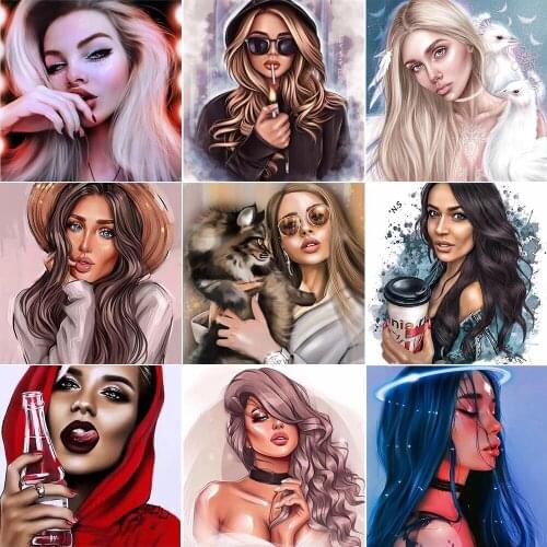 QIZITENG Full Square/Round Diamond Painting Personalized Girl Picture Diy Embroidery Cross Stitch Kit Mosaic Home Decoration New