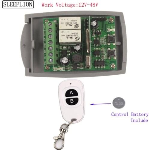Sleeplion 12V 24V 36V 48V 2CH Wireless Remote Control Lighting ON OFF Transmitter Receiver 2CH RelaySwitch Home Garage Door/lamp