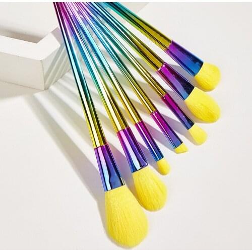 Colorful Makeup Brushes Set Face Cosmetic Eye Shadow Brush Make Up Brush Shadow Foundation Blush Oblique Eyebrow Brush Tool