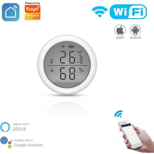 Tuya WIFI Temperature Humidity Sensor Smart Home Indoor Hygrometer Thermometer With LCD Display Works With Alexa Google Home
