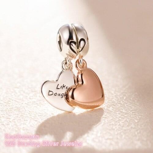 Mothers Day 100% 925 Sterling Silver Mother & Daughter Love Dangle Charm beads Fits Original Pandora bracelets Jewelry