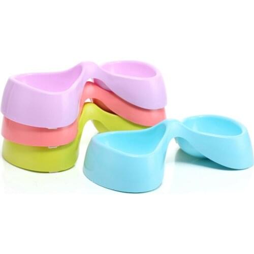 Dorakitten 1pc Candy Colors Pet Double Bowl Creative Non-Slip Reusable Bowls For Dog Cat Food Water Feeder Pet Feeding Supplies