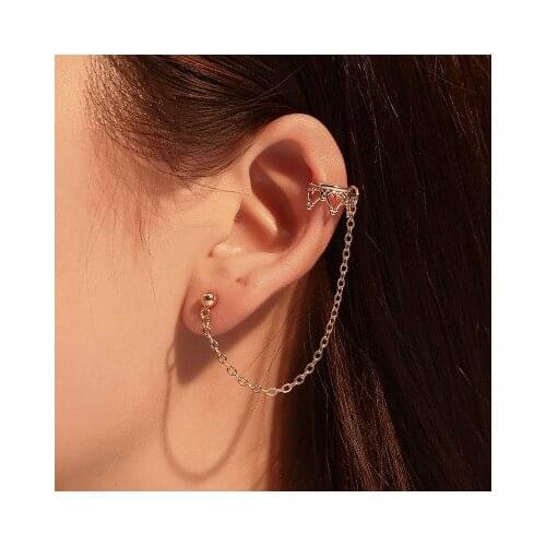 European and American long earrings without pierced ears Crown U-shaped ear clips hollow love retro earrings