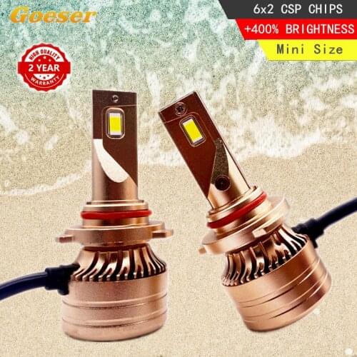 Goeser H1 LED Car Headlight Bulb High Quality H7 H4 6x2 CSP Chip 9005 9006 9012 12V 6000K 12000LM HB3 HB4 Hir2 2 Year Warranty