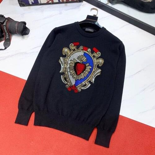 Crew Neck Cotton Male Pullover Designer Knitting High-Quality Hot Rhinestone Mens Casual Sports Long Sleeve Sweater