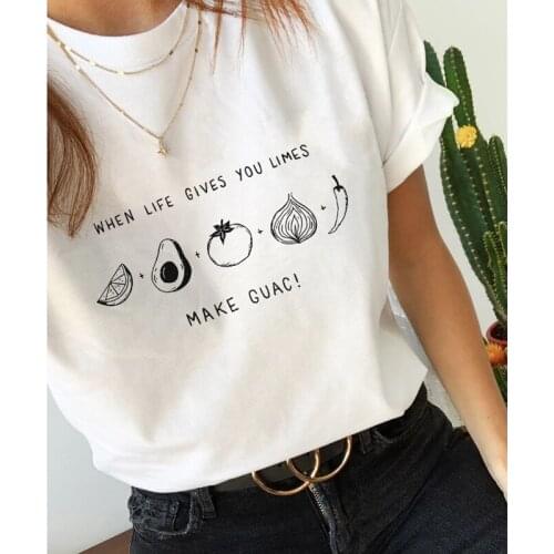 When Life Gives You Limes Make Guac T-shirt Casual Summer Crewneck Graphic Funny Tees Tops Fashion Women Aesthetic Slogan Tshirt