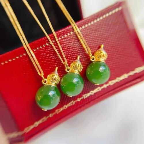 Natural Chalcedony Gourd Pendant Necklace Female Clavicle Chain Female Tide Net Celebrity Niche Design Sense Simple Temperament