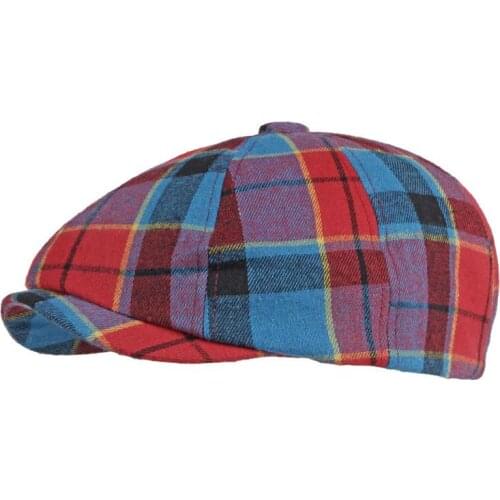 LDSLYJR 2021 Cotton Spring Summer plaid Newsboy Caps Flat Peaked Cap Men and Women Painter Beret Hats 121