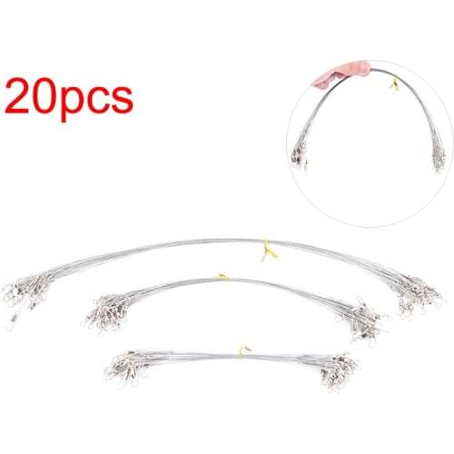 20pcs silver front wire with wire fishing traction rope for fishing accessories 15CM 20CM 30CM fishing line