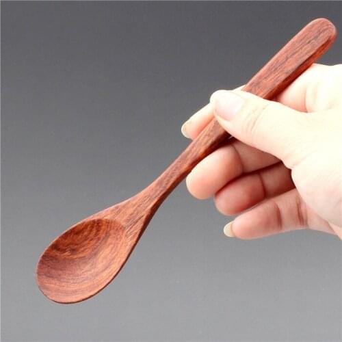 10 pieced Myanmar pear wood with long handle spoon creative coffee stir spoon Japanese log without paint no wax spoon tableware