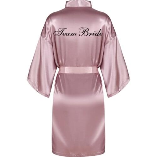 Mauve purple bride satin silk robe black writing women wedding party bridal party team group sister of bride bridesmaid robes