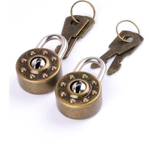 Metal Mini Padlock Small Luggage Box Key Lock with Key Bag Suitcase Decor Accessories