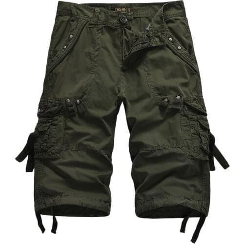 Mens Military Cargo Shorts 2021 Brand New Soild Color Tactical Shorts Men Cotton Loose Work Casual Short Pants Plus Size
