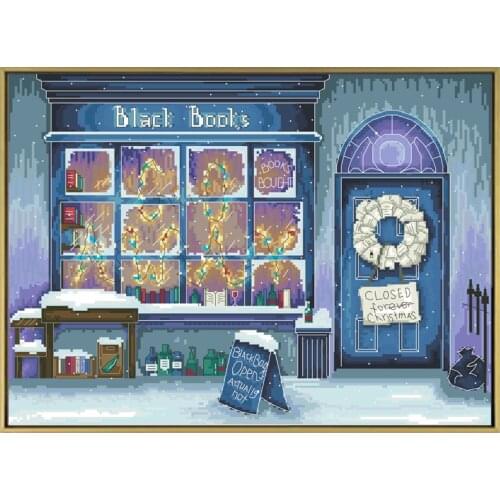 Warm Snowy Night Count Cross Stitch Patterns Kits Print Canvas Embroidery Sets 11CT 14CT DIY Handmade Needlework Home Decoration