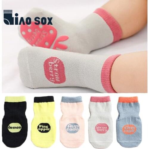 New Baby Infant Walk Socks Autumn and Winter Children Socks Boys and Girls Fruit Pattern Soft Cotton Cartoon Fashion Non-slip