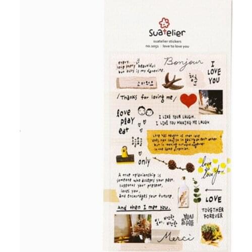 Origin Korea Sonia Scrapbooking High Quality Paper Sticker Love To Love You Hobby DIY Diary Craft Decoration Suatelier Stickers