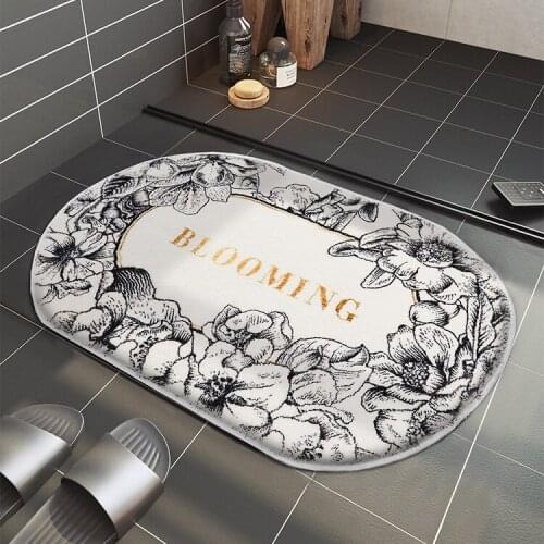 Simple Bathroom Mat Doormat Water Absorption Toilet Non-Slip Oval Fluffy Doormat Home Decor Rug Bedroom Door Carpet