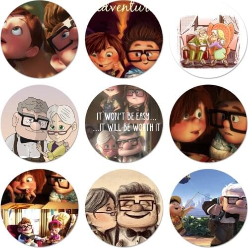 Romantic Up Carl And Ellie Icons Pins Badge Decoration Brooches Metal Badges For Backpack Decoration