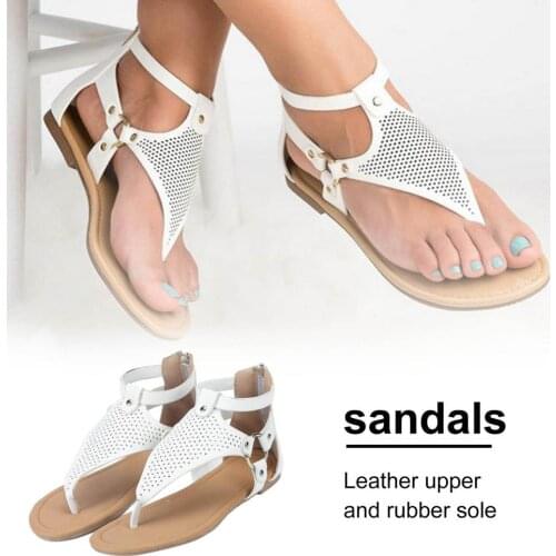 Women Flat Sandals Summer Beach Hollow Thong Flip Flops Sandals Summer Breathable Beach Shoes Casual Boho No Heel Sandals
