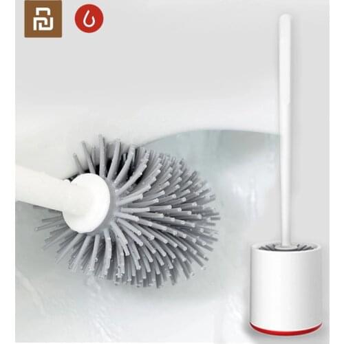 Xiaomi Yijie Vertical Storage Soft Glue Bristles Toilet Brushes And Holder Cleaner Set Silica Bathroom Cleaning Tool