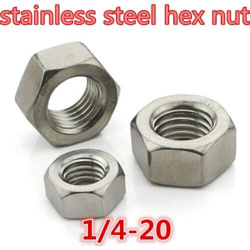 100pcs 1/4 - 20 a2 - 70 304 stainless steel hex nut