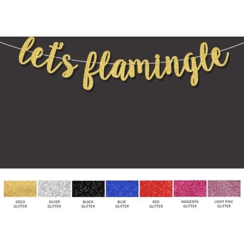 Script lets flamingle banner bachelorette party decor bachelorette photo props hen flamingo party decorations gold glitter signs