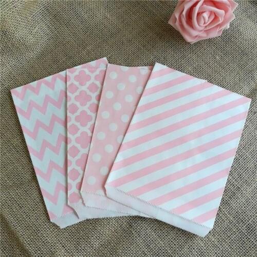 Light Coral Pink Paper Bags, Candy Buffet Bags, Treat Bags