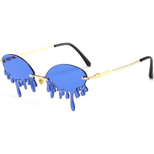 TEENYOUN Rimless steampunk womens Personality Sunglasses fashion retro Sun glasses tears shape Water drop sunglass UV400